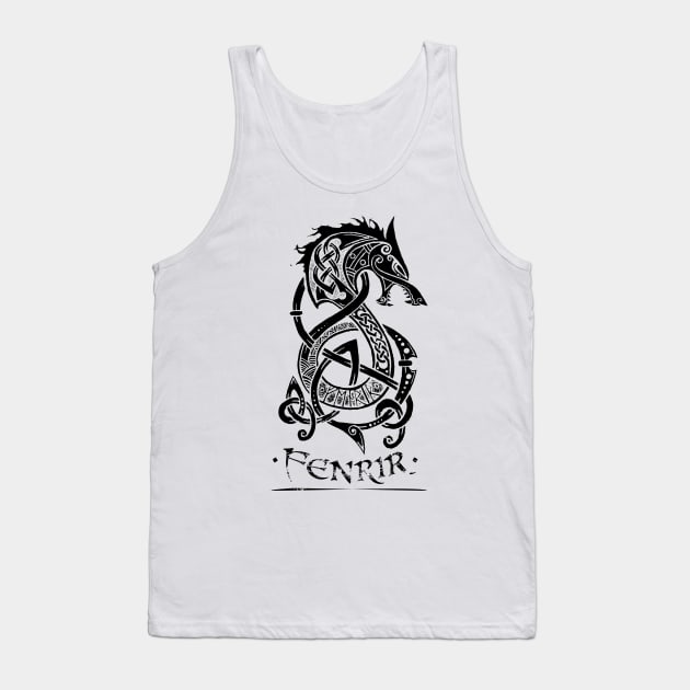 Black Fenrir Wolf Tank Top by celtichammerclub